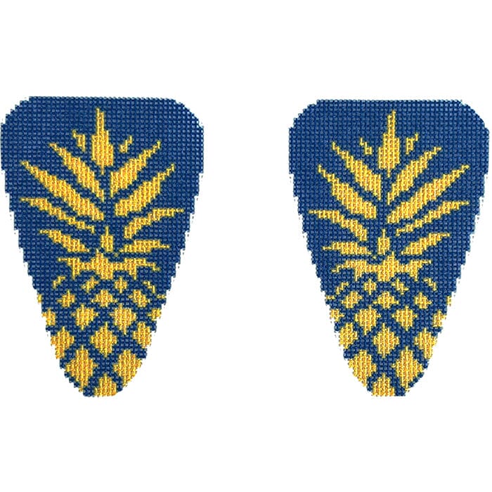 Pineapple/Navy Scissor Case Printed Canvas Two Sisters Needlepoint 
