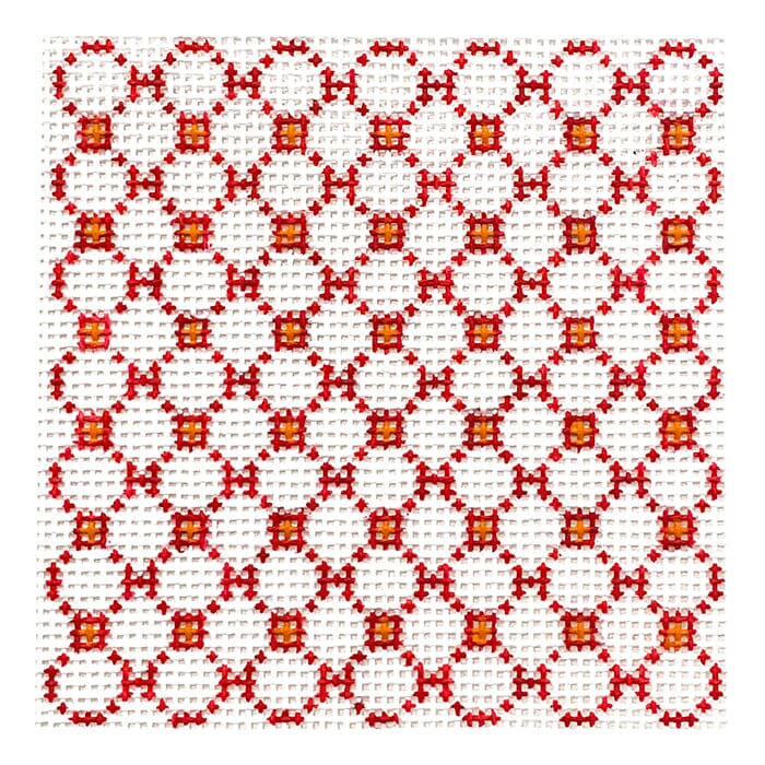 Pink and Orange Trellis Painted Canvas Vallerie Needlepoint Gallery  - 1