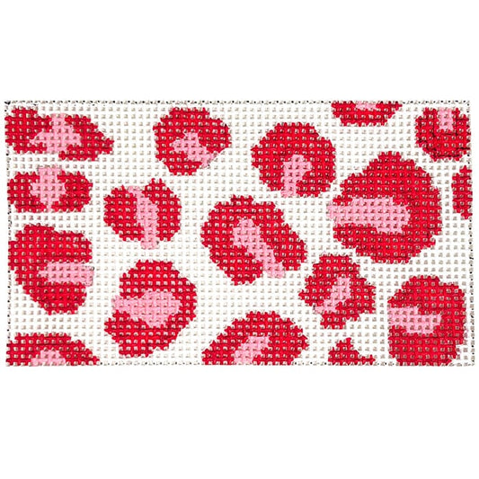 Pink and White Leopard Print Wallet Case Painted Canvas Kristine Kingston 