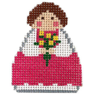 Pink Angel with Flowers Ornament Painted Canvas Stitch Its 
