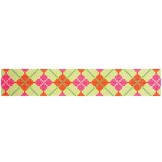 Pink Argyle Key Fob Printed Canvas Two Sisters Needlepoint 
