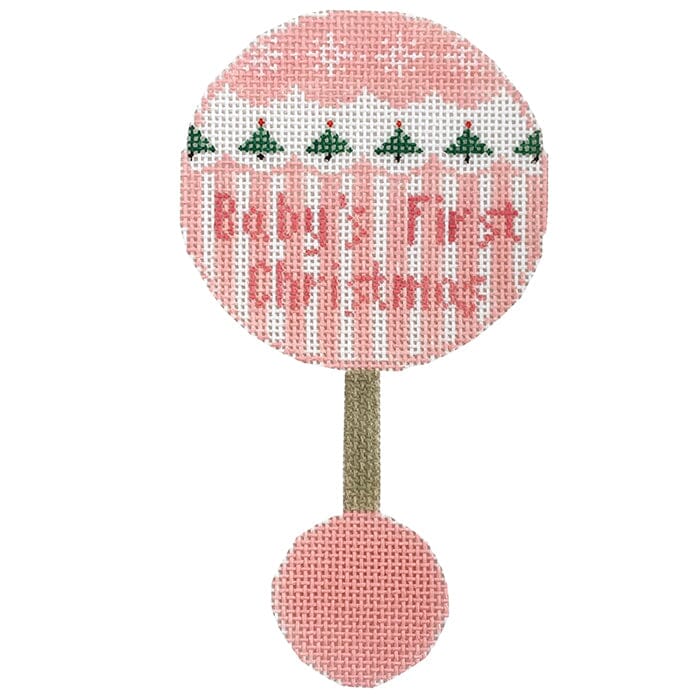 Pink Baby Rattle Painted Canvas Kathy Schenkel Designs 