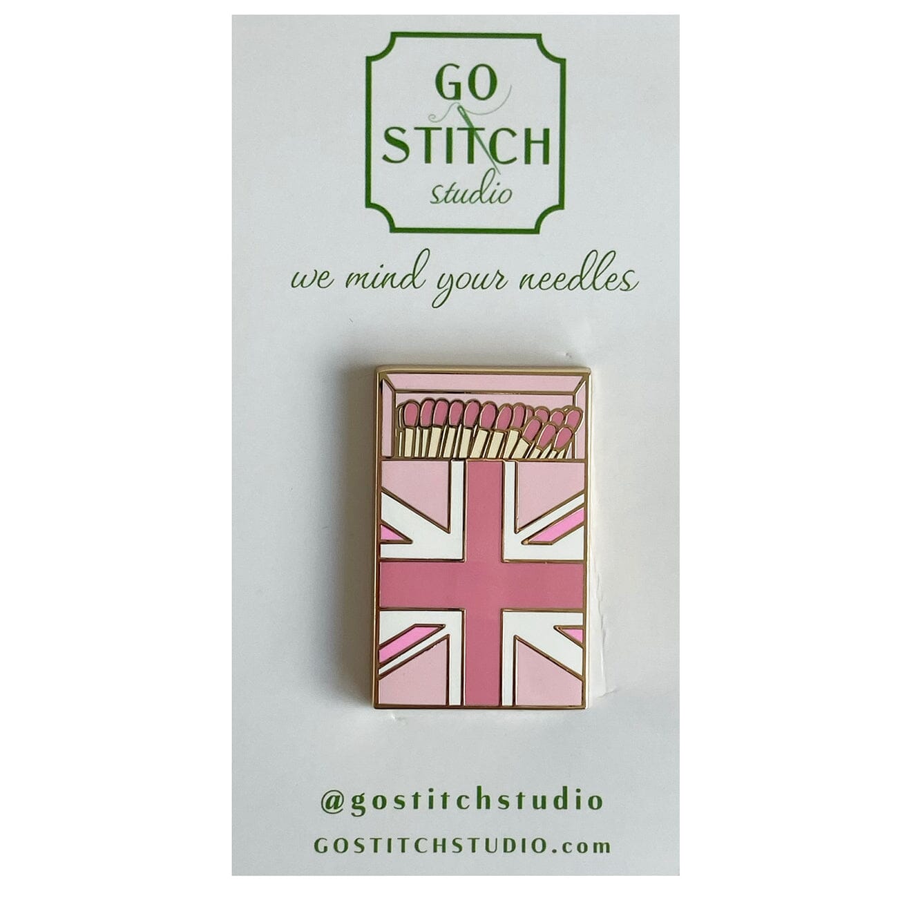 Pink British Flag Matchbox Needle Minder Accessories Go Stitch Studio  - 1