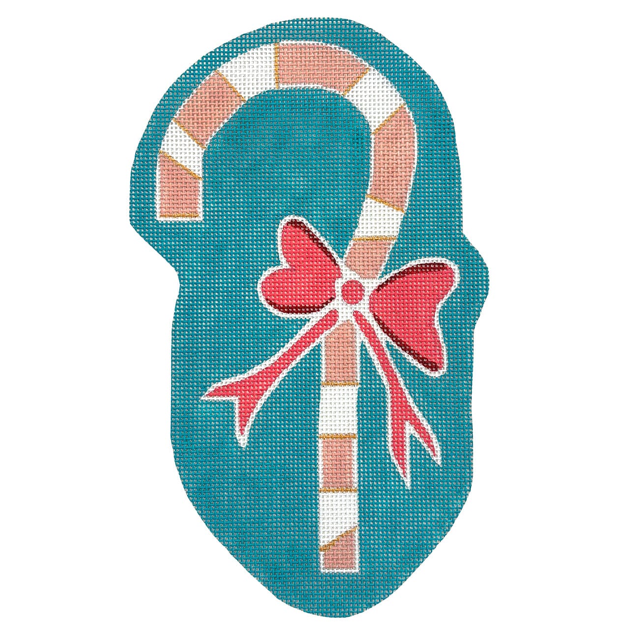 Pink Candy Cane w/ Bow Atlantic Blue Canvas  - 1