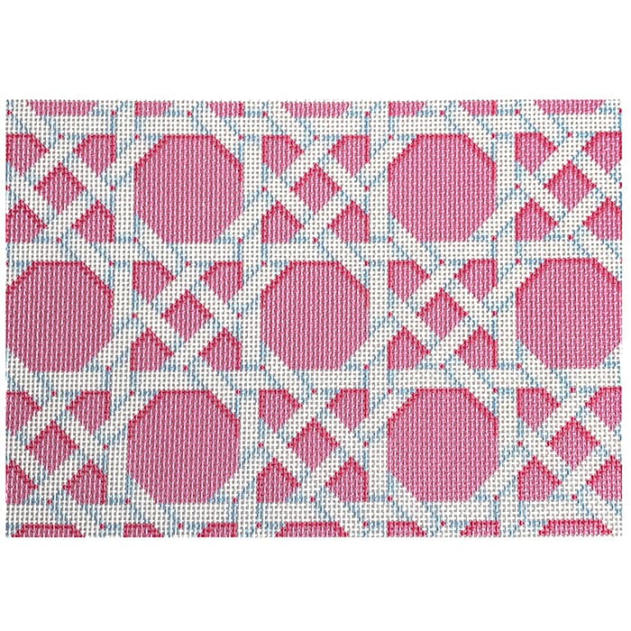 Pink Caning Pattern Clutch Printed Canvas Two Sisters Needlepoint 