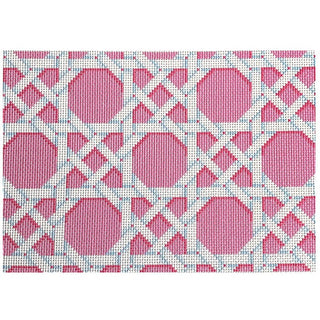 Pink Caning Pattern Clutch Printed Canvas Two Sisters Needlepoint 
