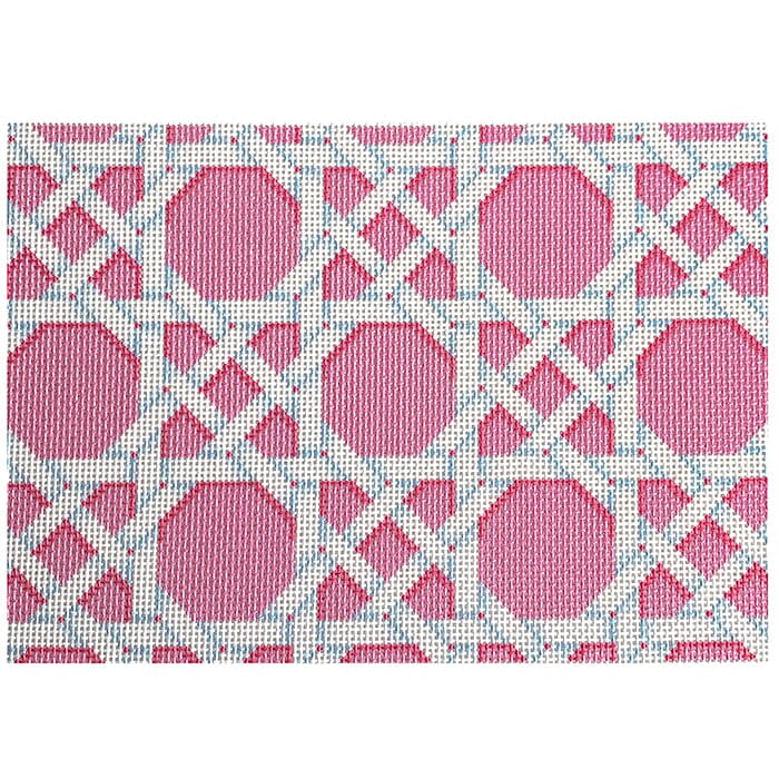 Pink Caning Pattern Clutch Printed Canvas Two Sisters Needlepoint 

