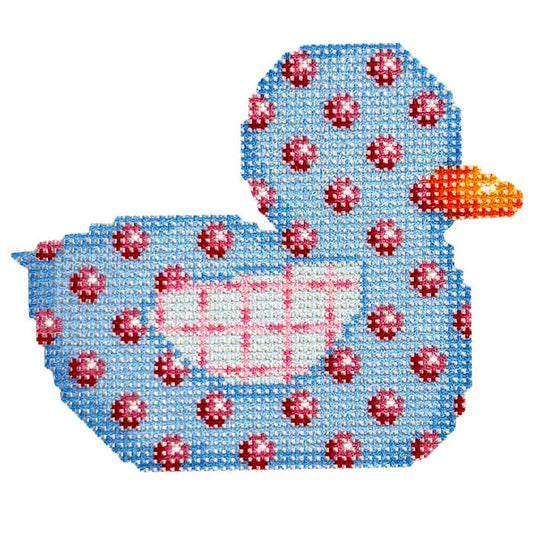 Pink Dot Duckie Printed Canvas Two Sisters Needlepoint 