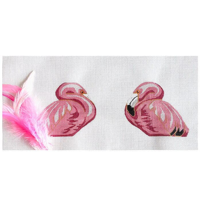 Pink Flamingo 2 Sided Clip On Printed Canvas Labors of Love Needlepoint  - 1