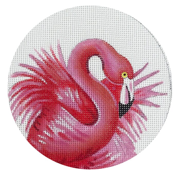 Pink Flamingo 5" Round Painted Canvas Colors of Praise 
