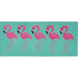 Pink Flamingo on Aqua Insert Printed Canvas Two Sisters Needlepoint 
