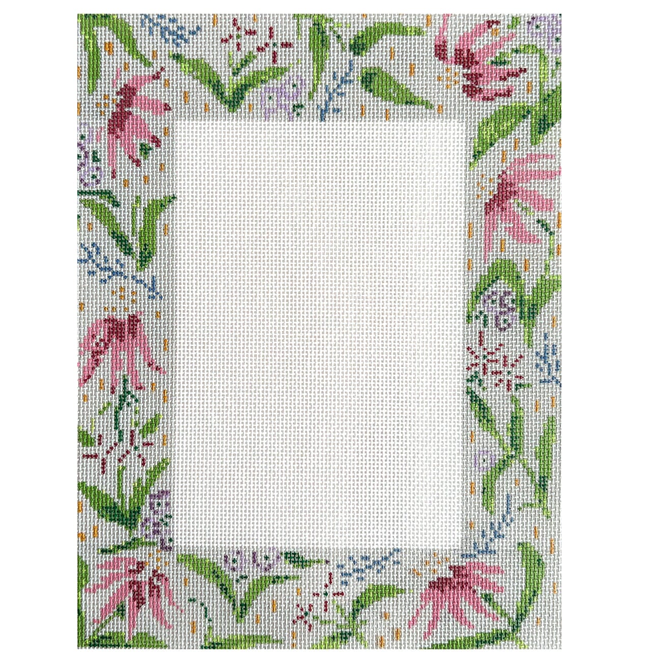 Pink Floral Frame Painted Canvas Camilla Moss  - 1