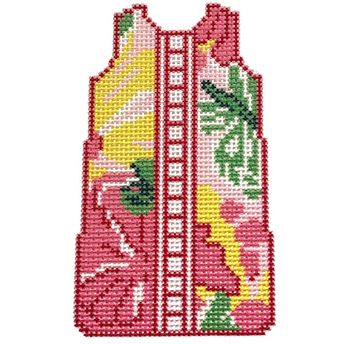 Pink Floral Shift Printed Canvas Two Sisters Needlepoint 
