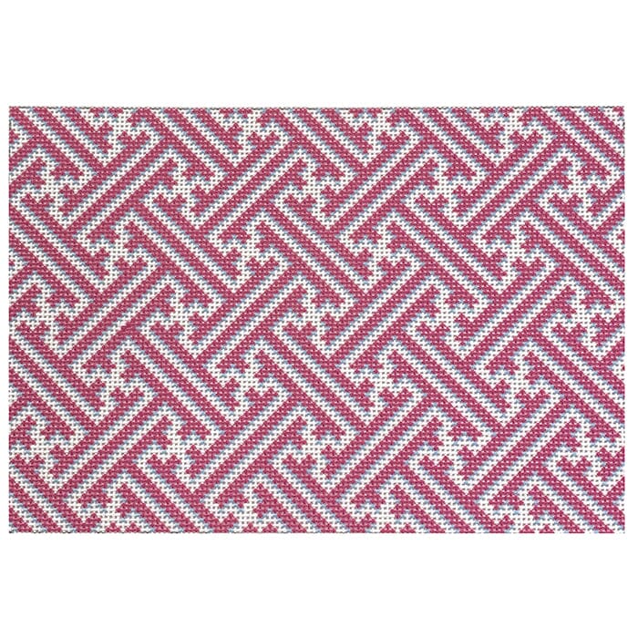 Pink Fretwork Pattern Clutch Printed Canvas Two Sisters Needlepoint 