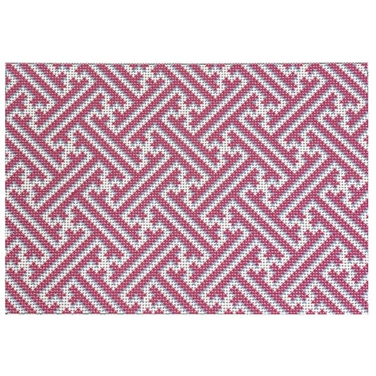 Pink Fretwork Pattern Clutch Printed Canvas Two Sisters Needlepoint 