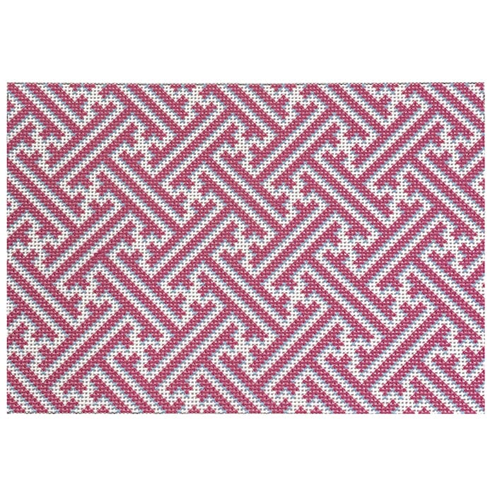 Pink Fretwork Pattern Clutch Printed Canvas Two Sisters Needlepoint 
