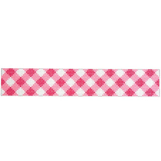 Pink Gingham Key Fob Printed Canvas Two Sisters Needlepoint 
