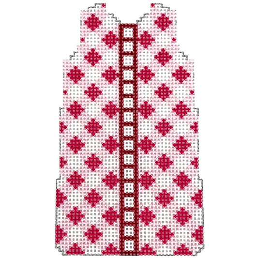 Pink Gingham Shift Printed Canvas Two Sisters Needlepoint 