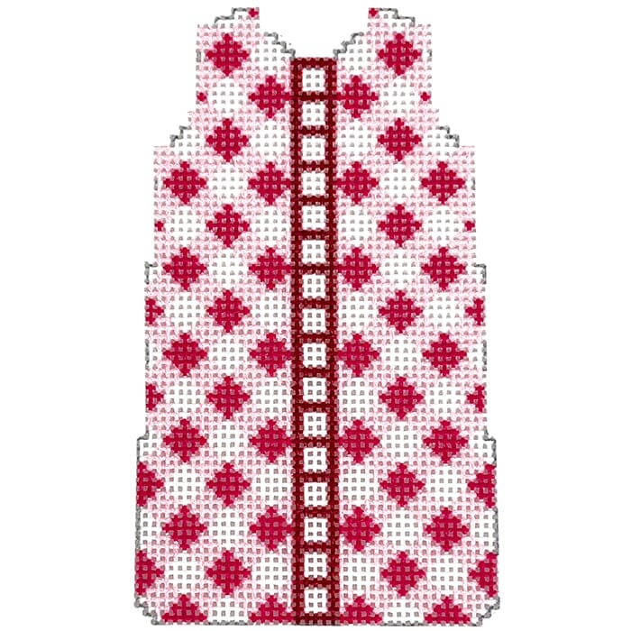 Pink Gingham Shift Printed Canvas Two Sisters Needlepoint 
