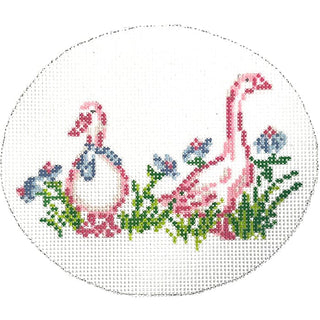 Pink Goose Oval Painted Canvas KCN Designers 
