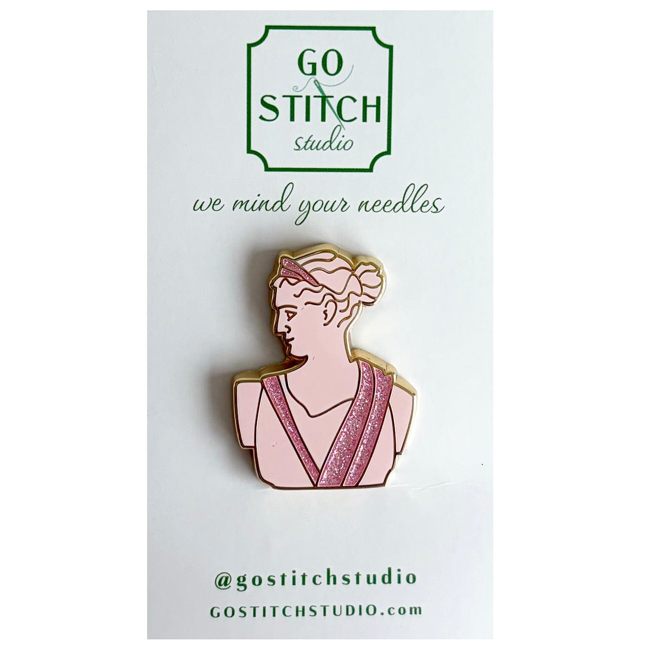 Pink Greek Goddess Statue w/Glitter Needle Minder Accessories Go Stitch Studio  - 1