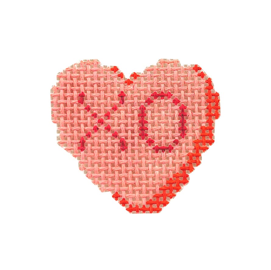 Pink Heart Mini Painted Canvas Meg Francez Needlepoint  - 1
