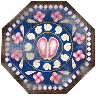 Pink Heart Sailors Valentine Painted Canvas The Salty Stitcher 
