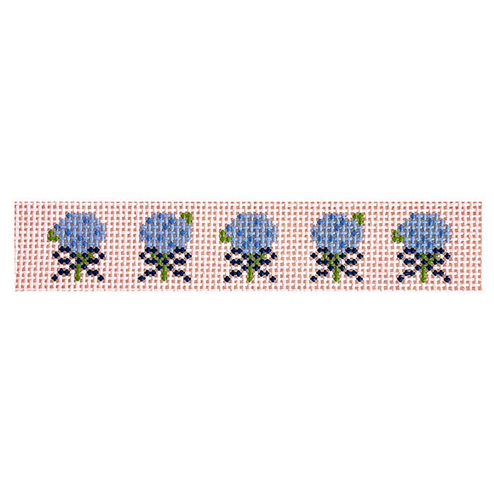 Pink Hydrangea Stem Fob Printed Canvas SLS Needlepoint 
