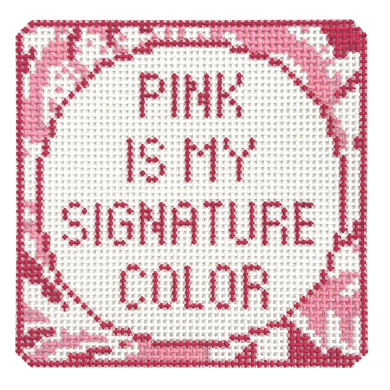 Pink is My Signature Color on 13 Painted Canvas Blue Waters Needlepoint  - 1