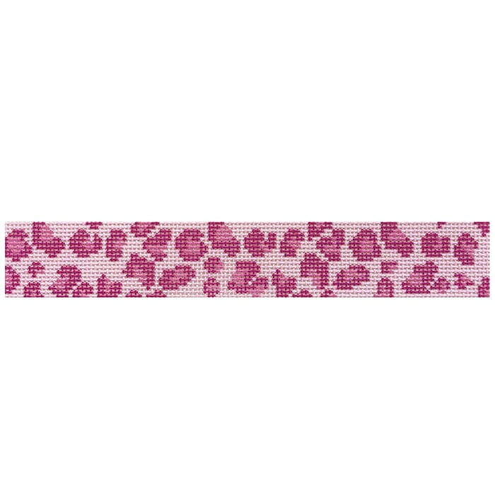 Pink Leopard Key Fob Painted Canvas KCN Designers 
