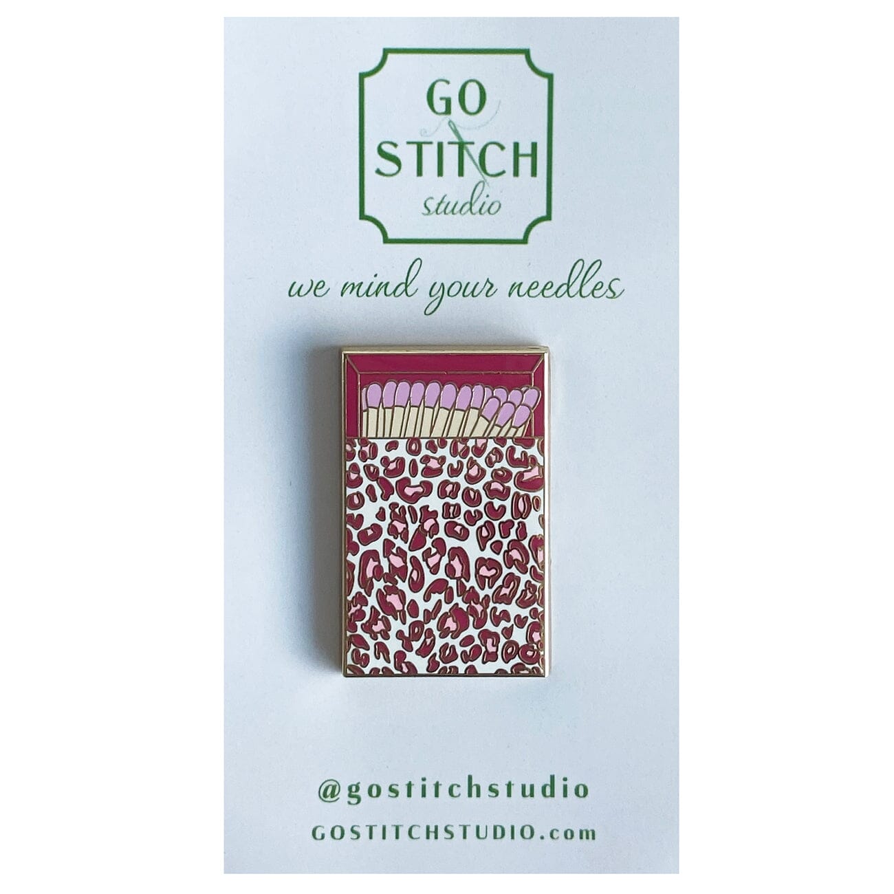 Pink Leopard Print Matchbox Needle Minder Accessories Go Stitch Studio  - 1