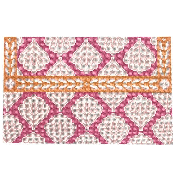 Pink Medallion Clutch Painted Canvas Anne Fisher Needlepoint LLC 
