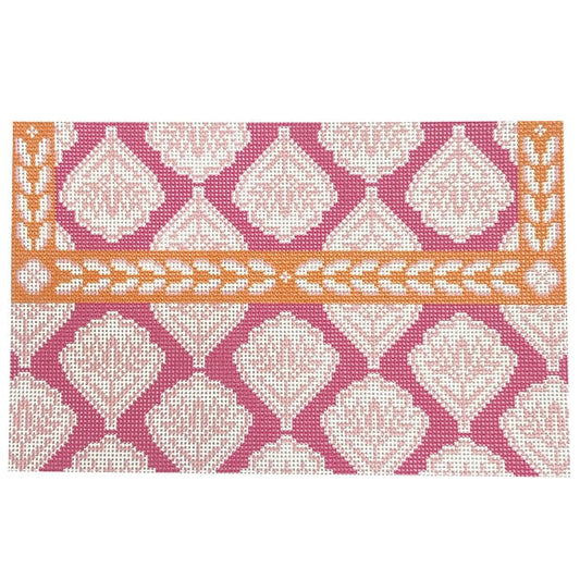 Pink Medallion Clutch Painted Canvas Anne Fisher Needlepoint LLC 