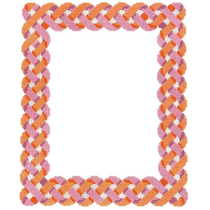 Pink / Orange Rope Frame Painted Canvas Anne Fisher Needlepoint LLC 