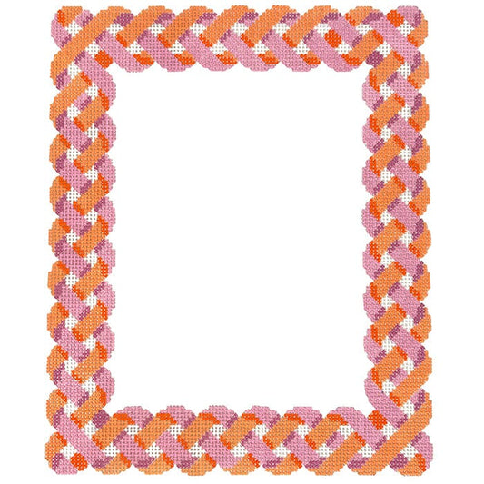 Pink / Orange Rope Frame Painted Canvas Anne Fisher Needlepoint LLC 