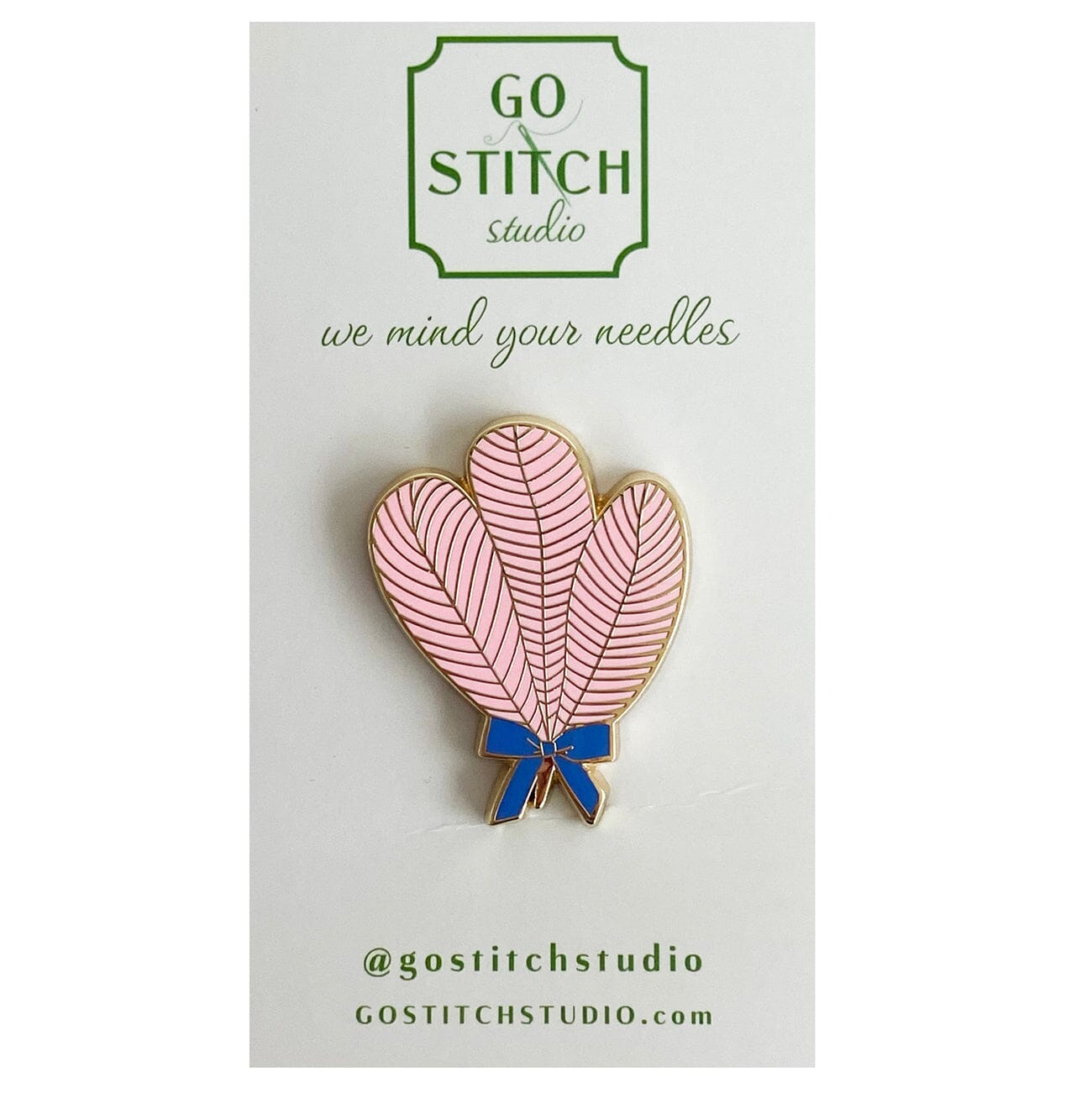 Pink Ostrich Feather Fan Needle Minder Accessories Go Stitch Studio  - 1