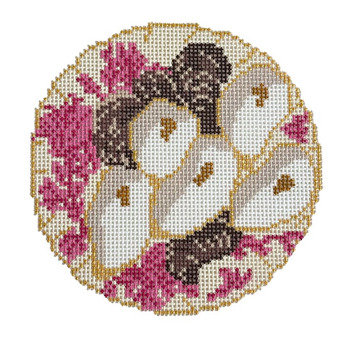 Pink Oyster Plate   18M Painted Canvas Stitching with Stacey  - 1