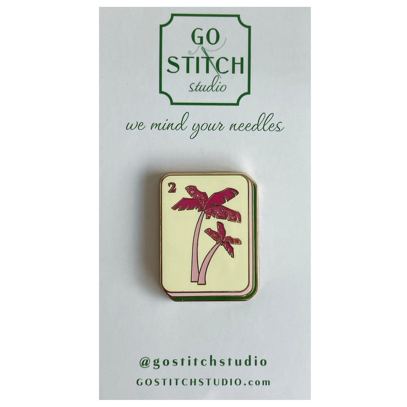 Pink Palm Tree Mahjong Tile Needle Minder Accessories Go Stitch Studio  - 1