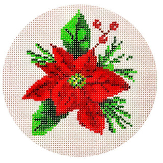 Pink Poinsettia 4" Ornament Painted Canvas Initial K Studio 
