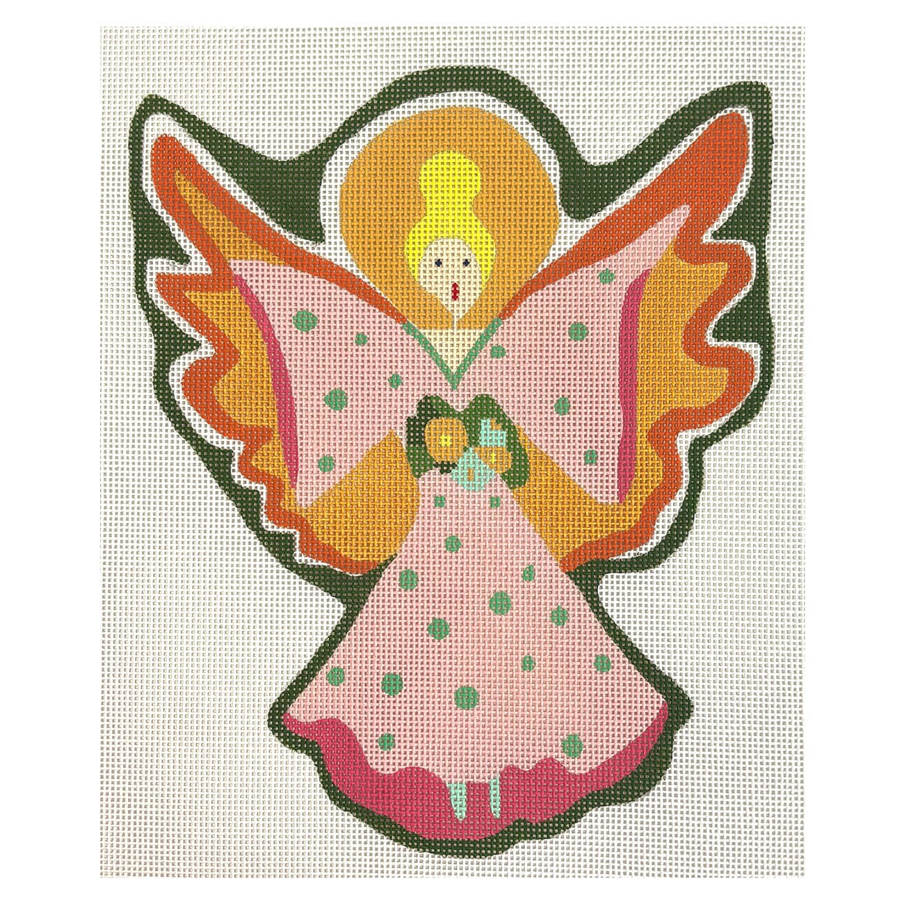 Pink Polka Dot Angel Painted Canvas Atlantic Blue Canvas  - 1