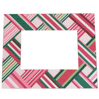 Pink Ribbon Frame Printed Canvas Two Sisters Needlepoint 
