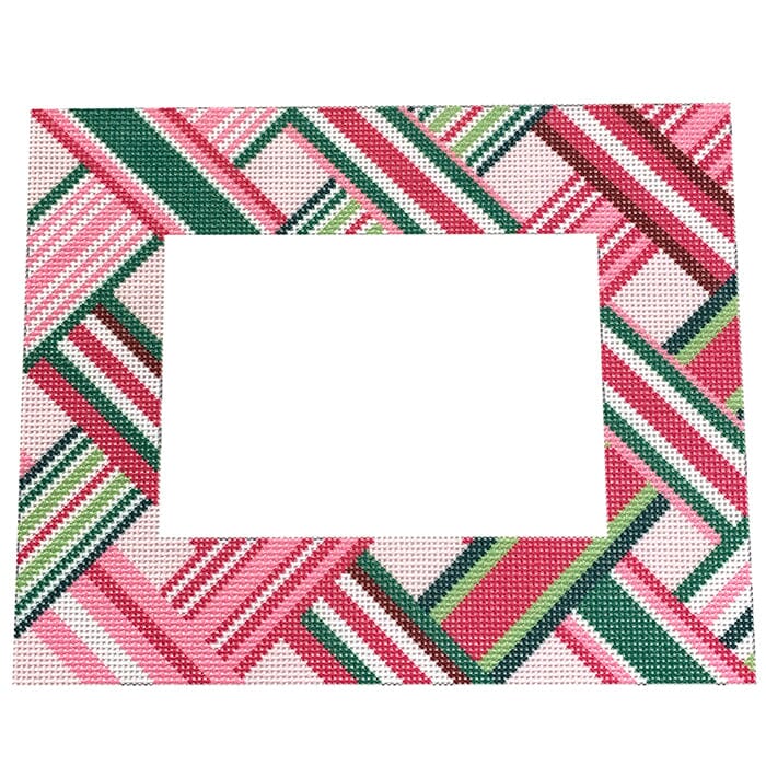 Pink Ribbon Frame Printed Canvas Two Sisters Needlepoint 
