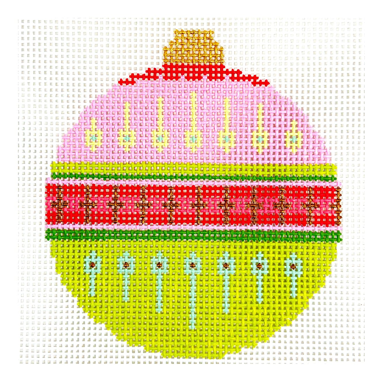 Pink Round Bauble Painted Canvas Elizabeth Crane Swartz Designs  - 1