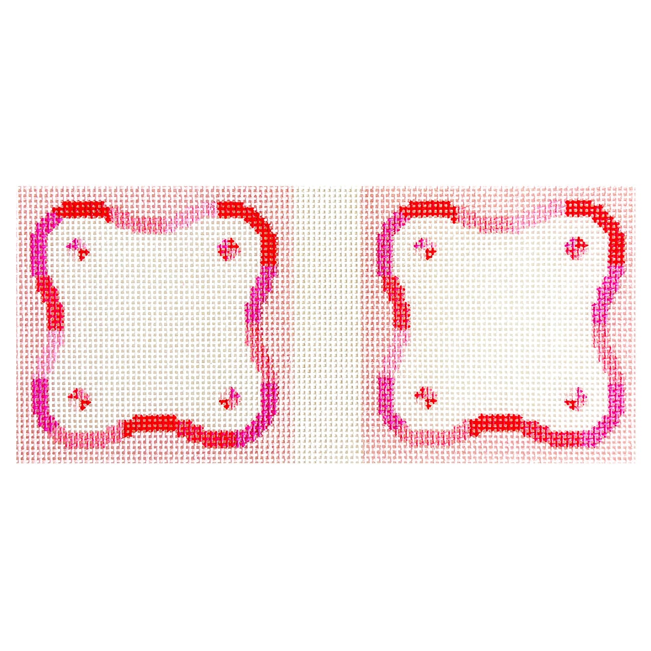 Pink Squiggle Coasters, Set of 2 Painted Canvas Wipstitch Needleworks  - 1