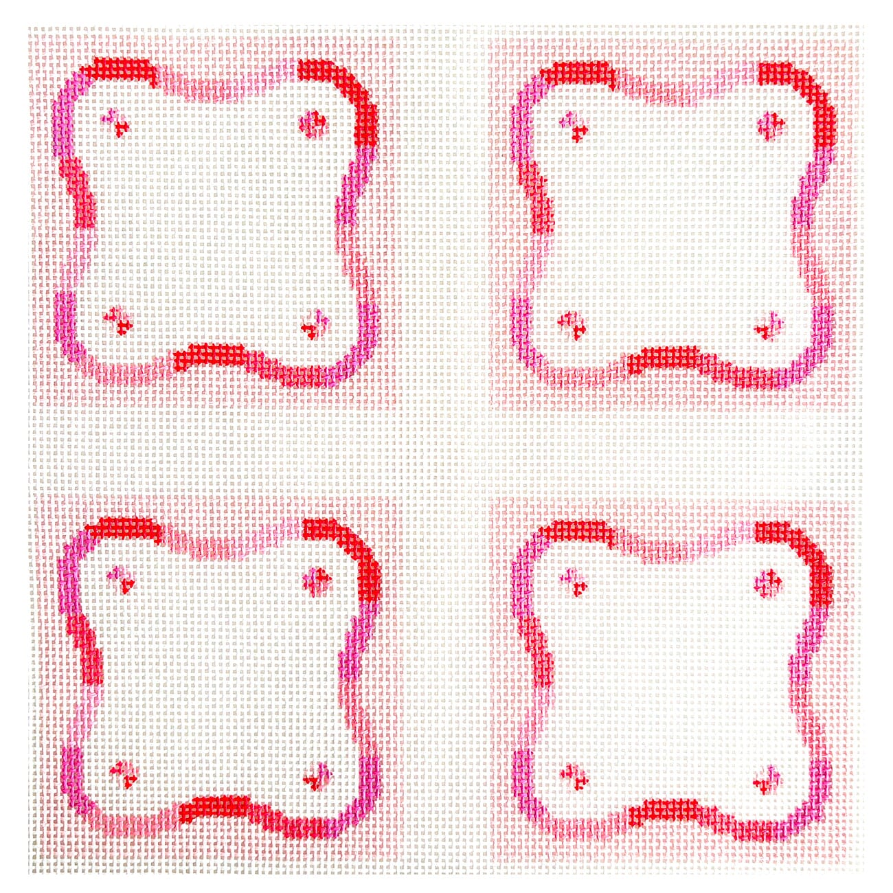 Pink Squiggle Coasters, Set of 4 Painted Canvas Wipstitch Needleworks  - 1