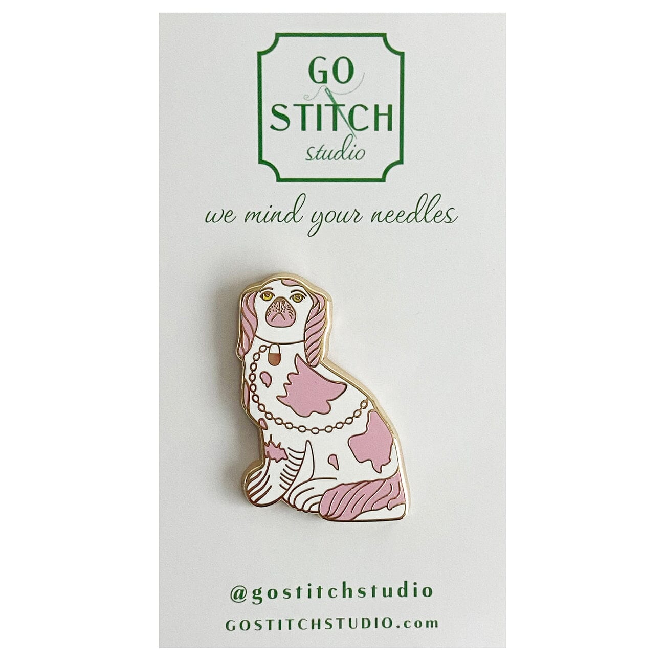 Pink Staffordshire Dog Needle Minder Accessories Go Stitch Studio  - 1