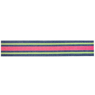 Pink Stripe Key Fob Printed Canvas Two Sisters Needlepoint 
