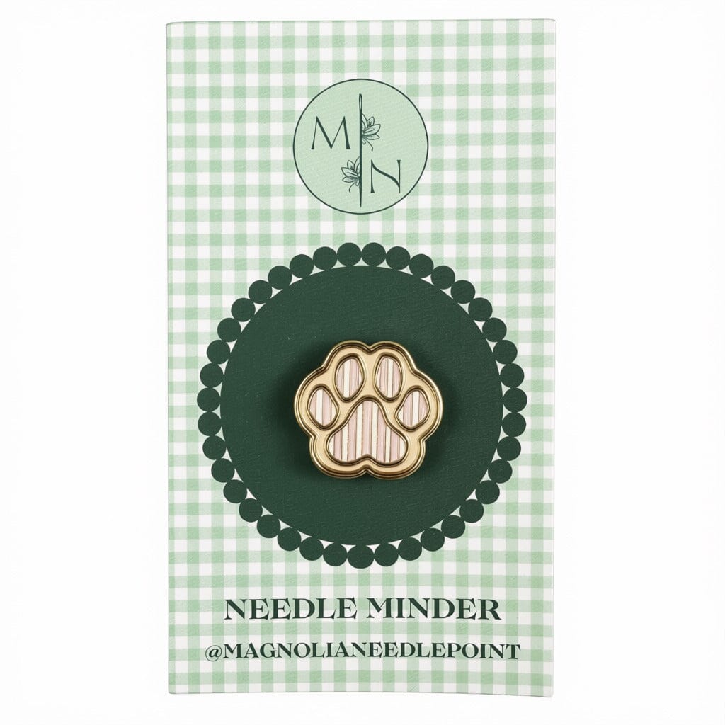 Pink Striped Paw Needle Minder Accessories Magnolia Needlepoint  - 1