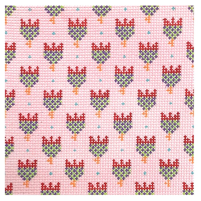 Pink Tulips 4" Painted Canvas Stitch Rock Designs 
