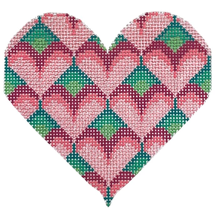 Pink/Green Heart Painted Canvas Danji Designs 